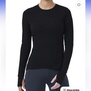 Spyder Women's Crewneck Base Layer Active Top with Ribbed Side Panels, Black NWT